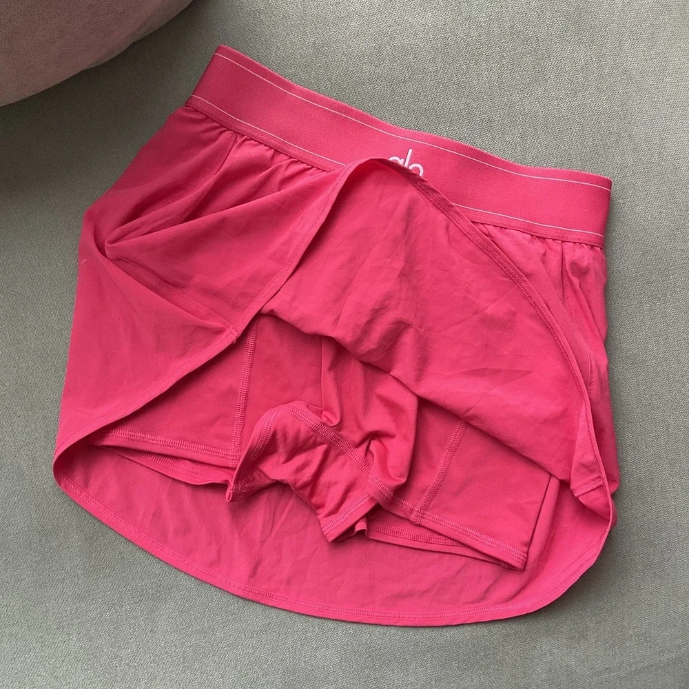 Alo Yoga Match Point Tennis Skirt Pink Summer Crush XS
